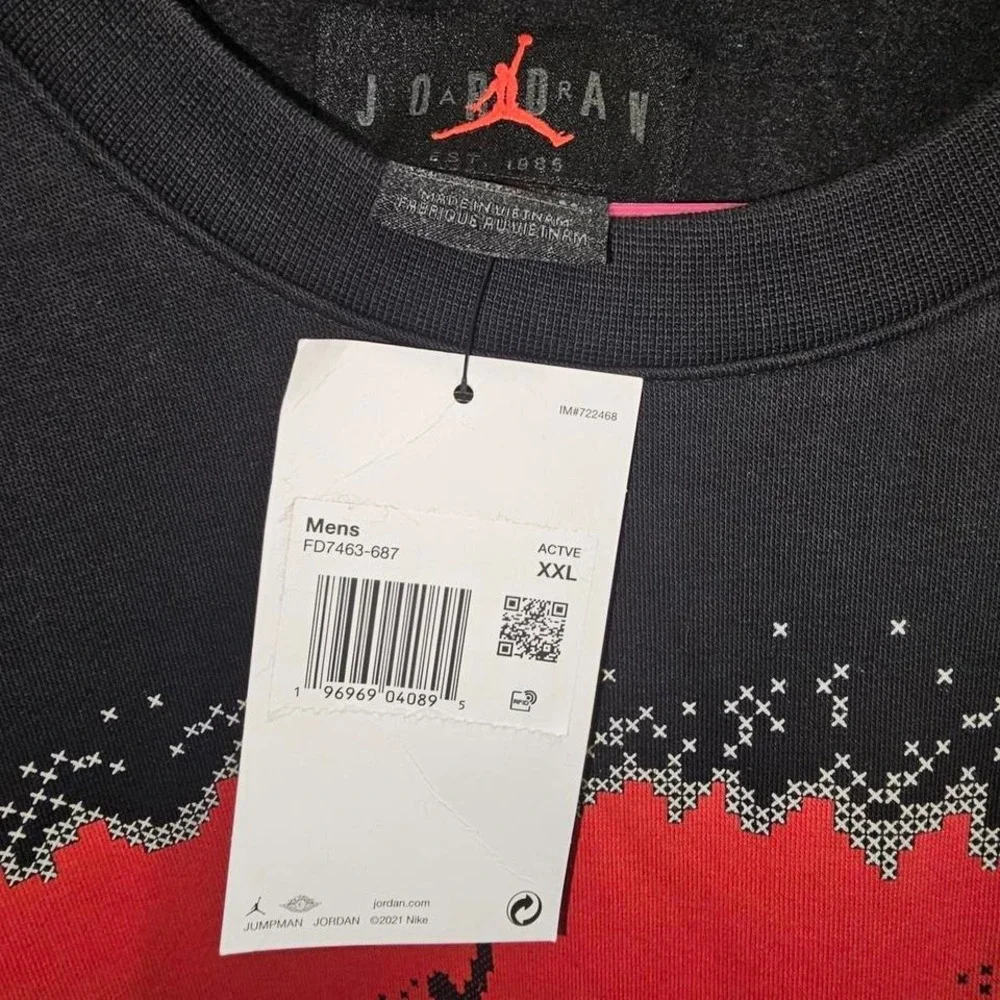 Jordan Holiday Crewneck Sweatshirt Mens XXL Black Red FD7463-687 New